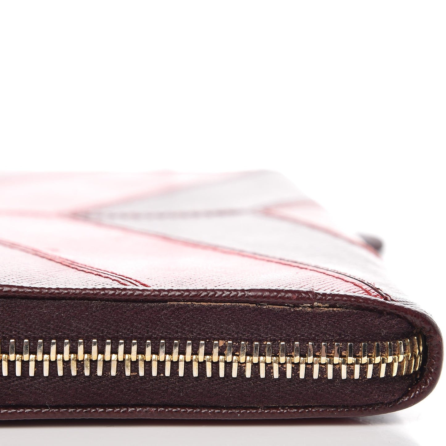 Saffiano Chevron Zip Around Wallet Rubino