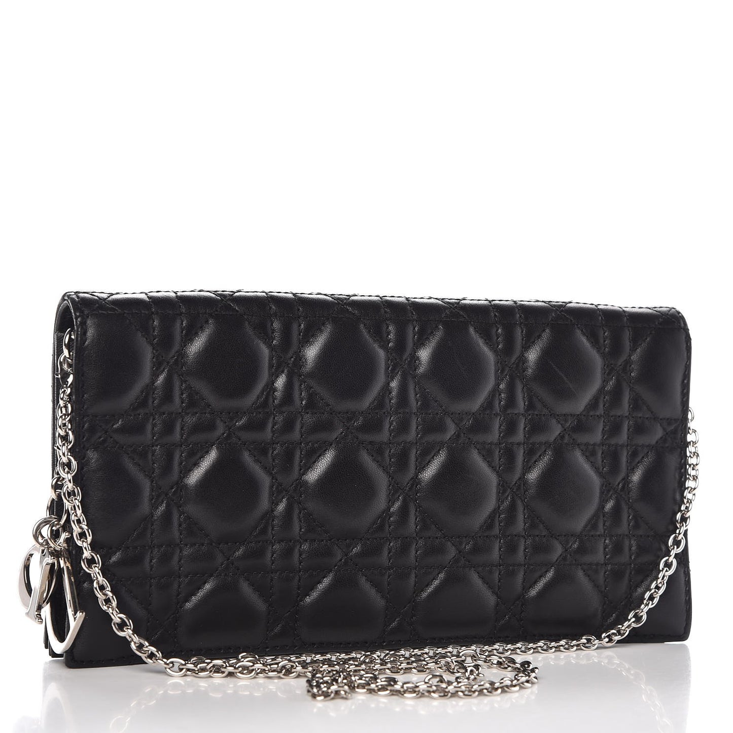 Lambskin Cannage Lady Dior Convertible Clutch Black