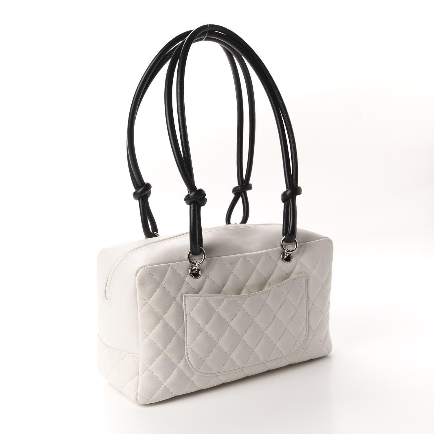 Chanel Calfskin Quilted Large Cambon Bowler White Black 3 of 13