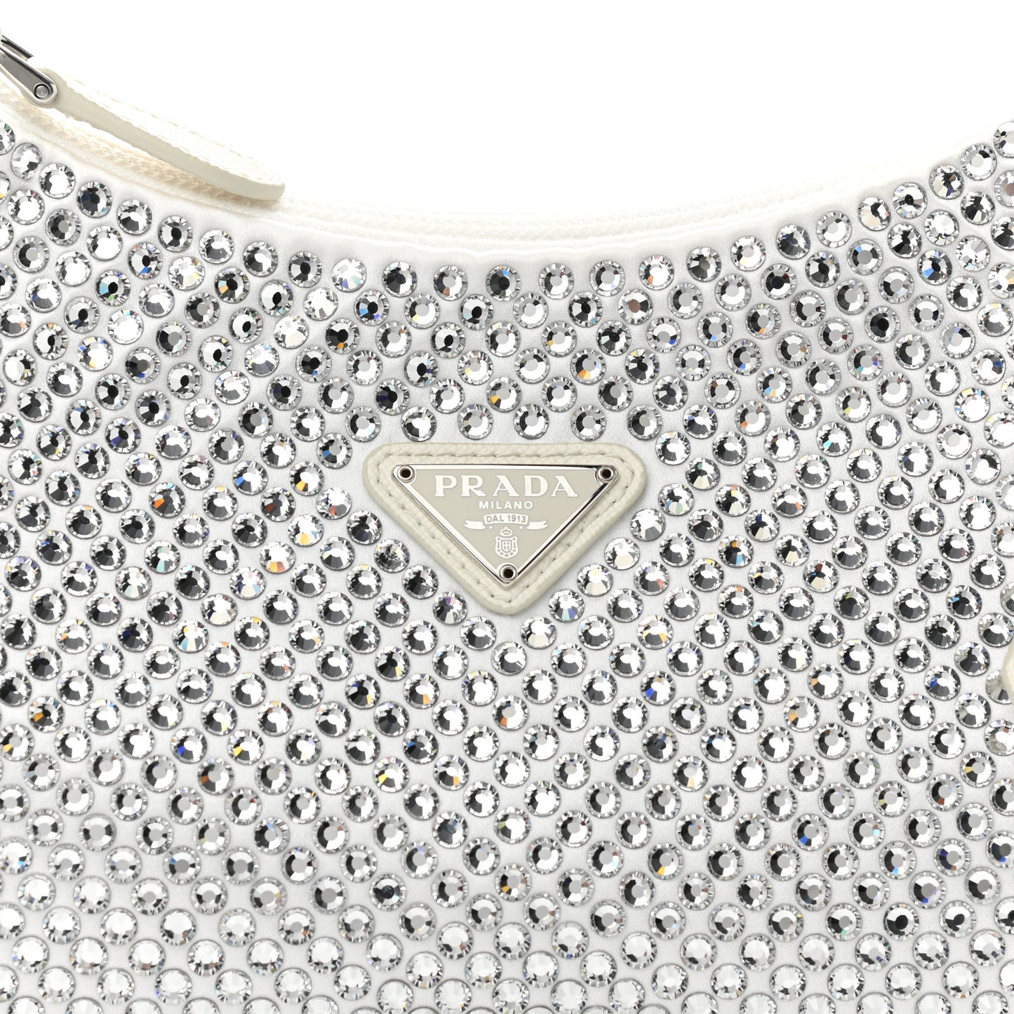 Satin Crystal Mini Re-Edition 2000 Bag White