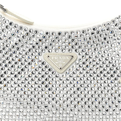 Prada Satin Crystal Mini Re-Edition 2000 Bag White 7 of 10