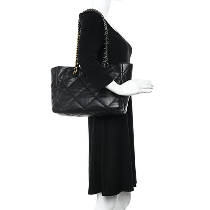 Chanel Lambskin Quilted Chanel 19 East West Shopping Bag Black 2 of 10