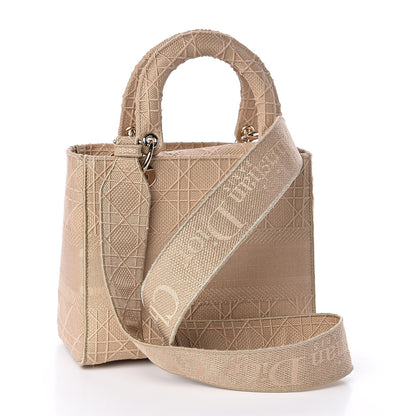Christian Dior Canvas Embroidered Medium Lady D-Lite Beige 3 of 10
