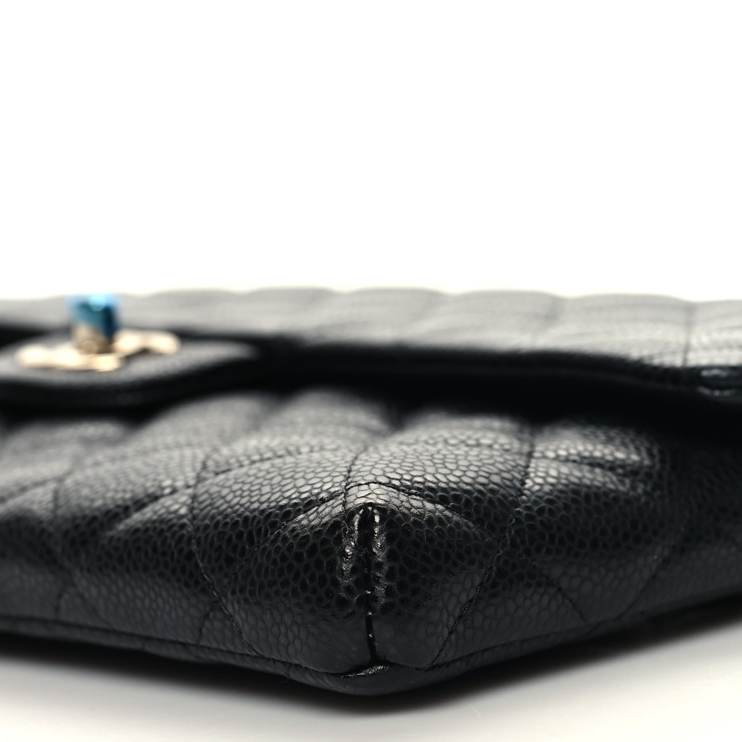 Caviar Quilted Flap Clutch Black