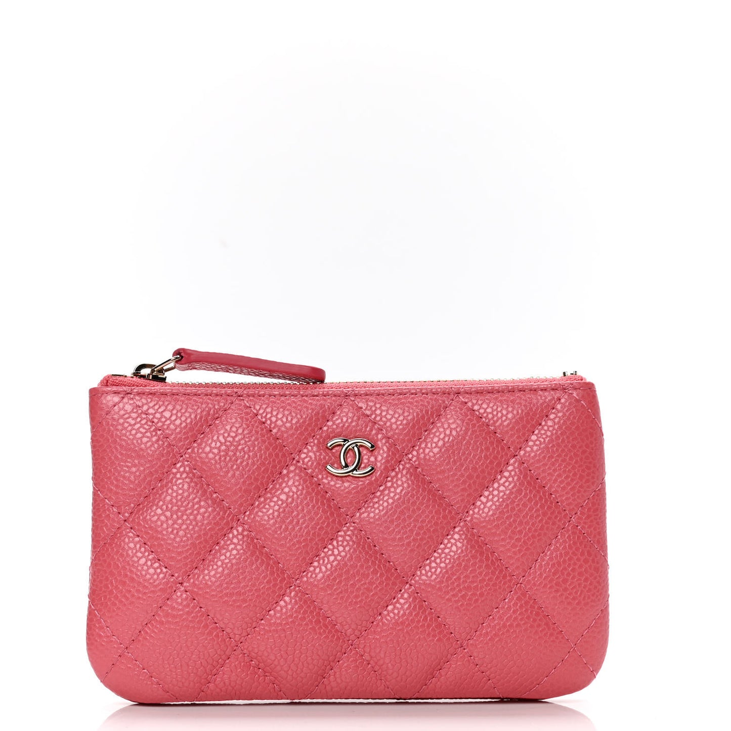 Caviar Quilted Small Cosmetic Case Dark Pink