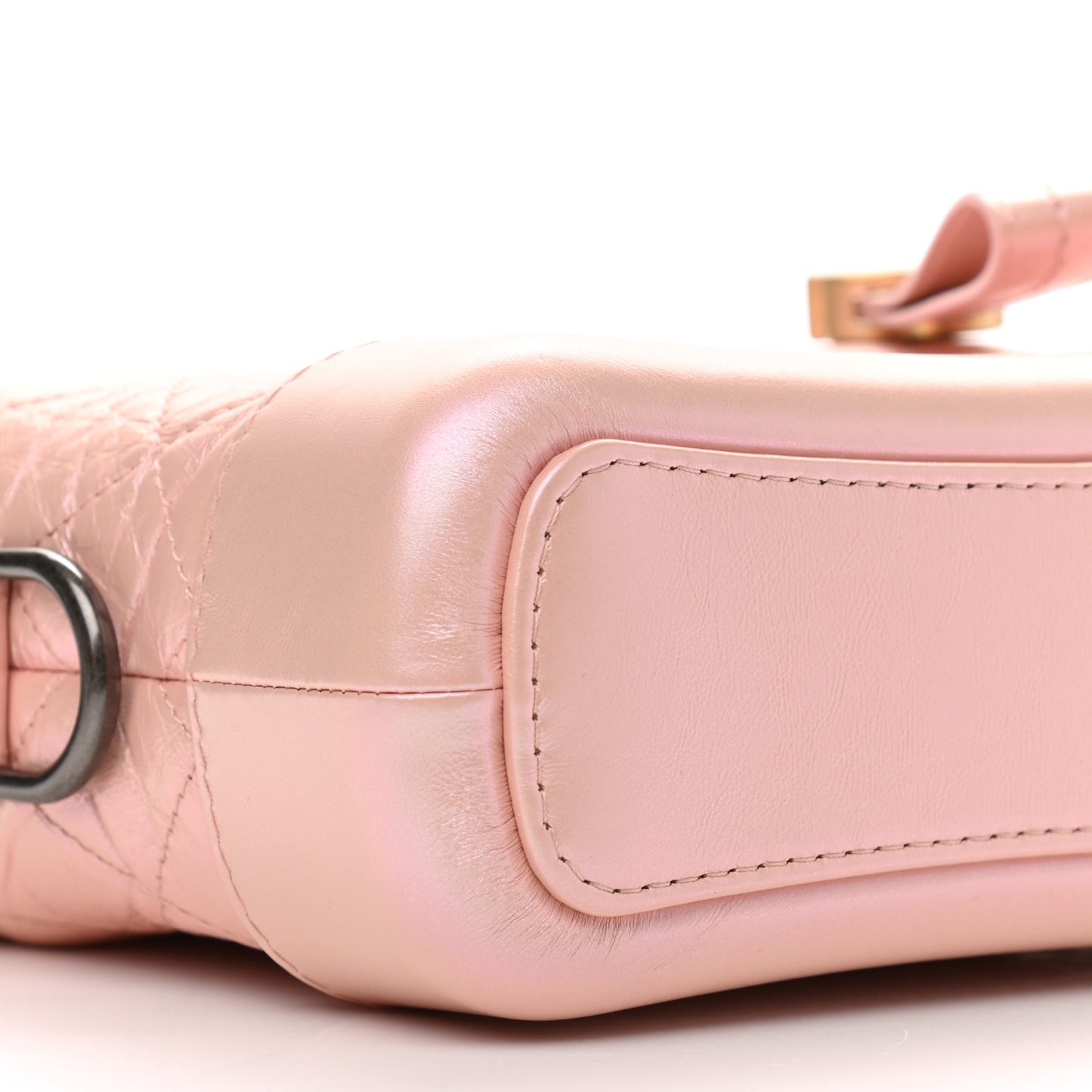Iridescent Aged Calfskin Quilted Small Gabrielle Hobo Light Pink