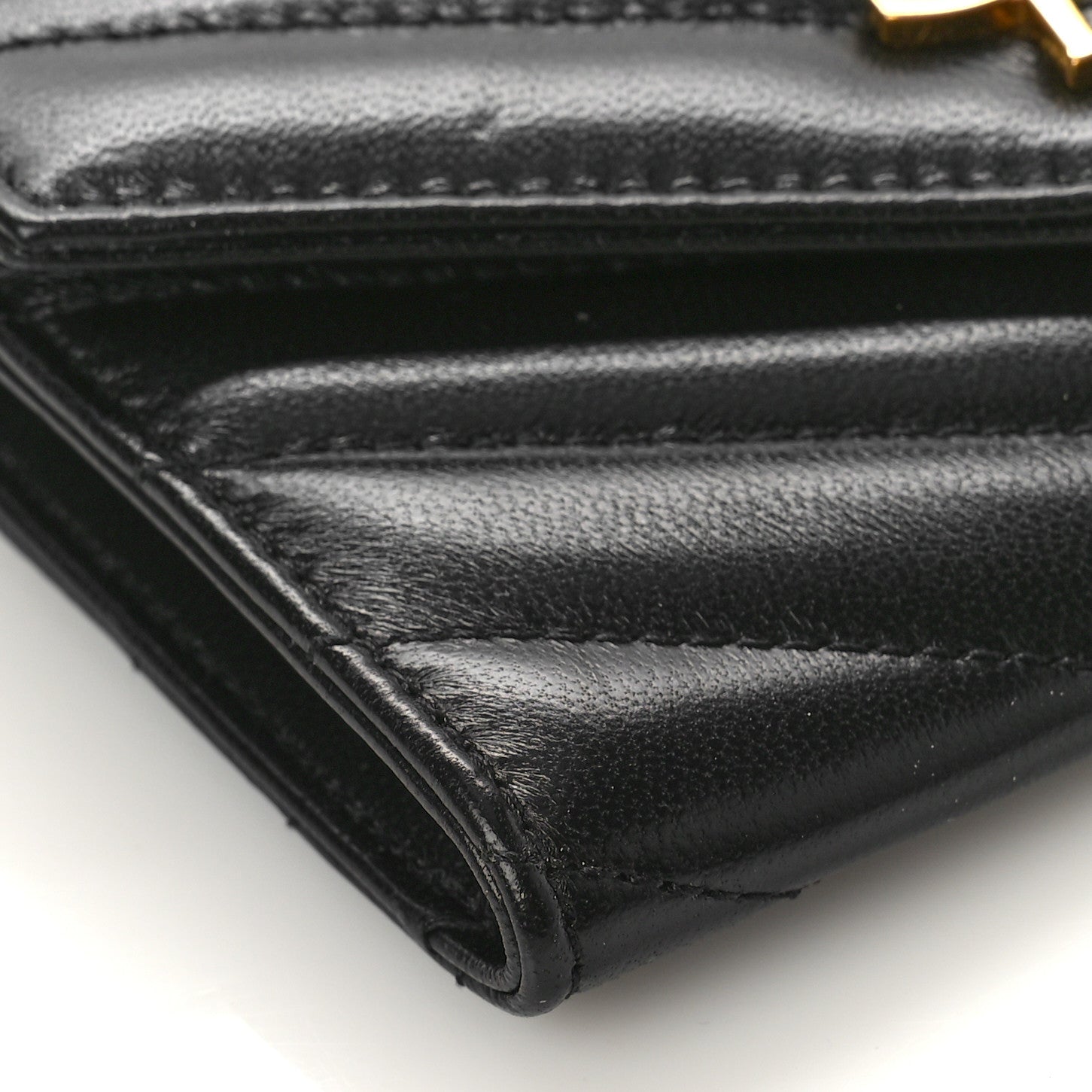 Saint Laurent Nappa Matelasse Chevron Small Monogram Envelope Wallet Black 7 of 9