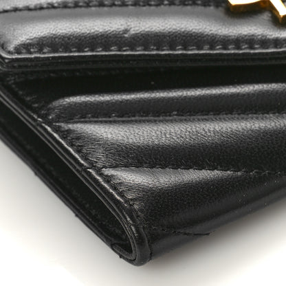 Saint Laurent Nappa Matelasse Chevron Small Monogram Envelope Wallet Black 7 of 9
