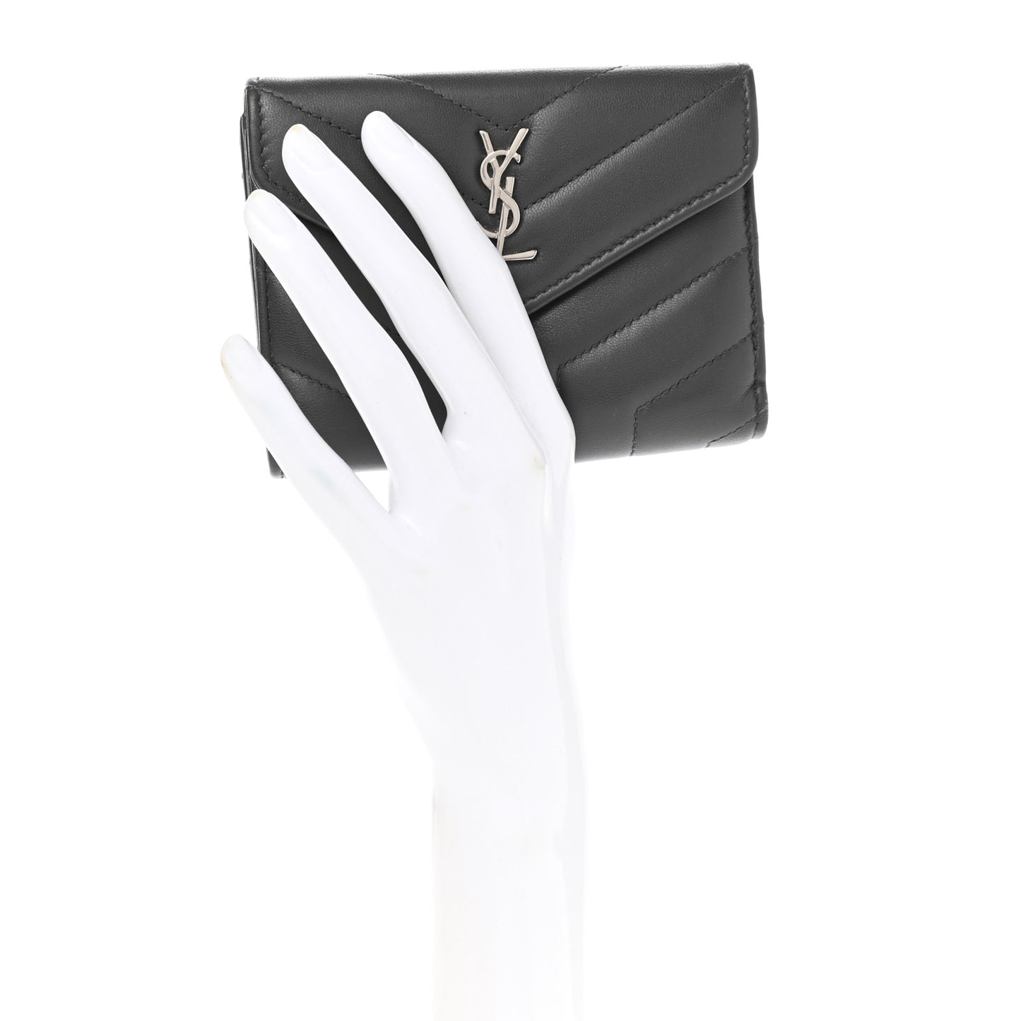 Lambskin Y Quilted Monogram Compact Loulou Wallet Asphalt