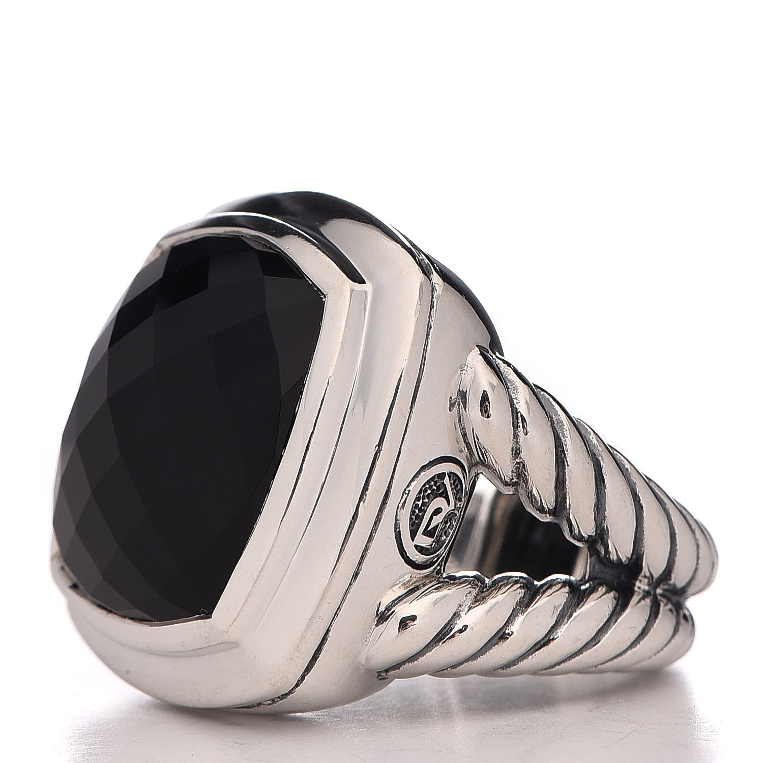 David Yurman Sterling Silver Black Onyx 16mm Albion Ring 52 6 3 of 5