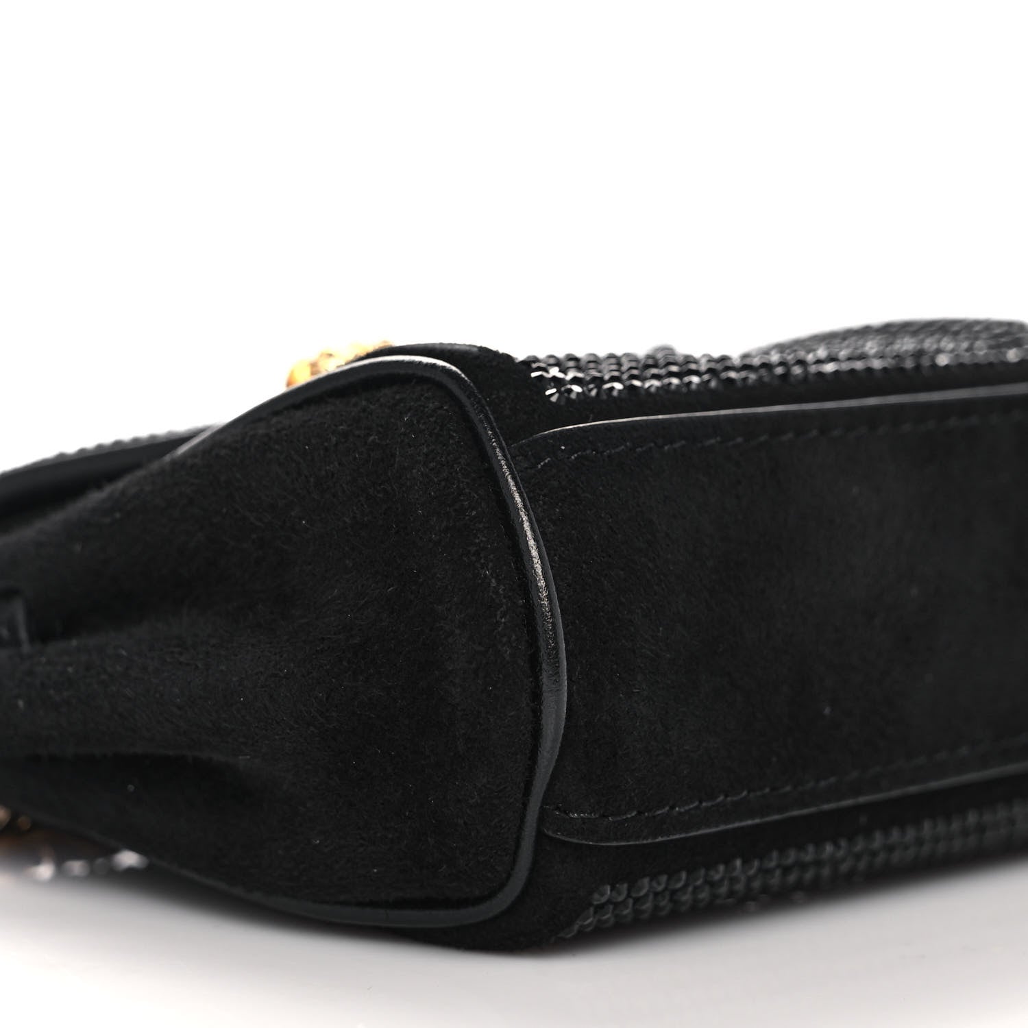 Versace Suede Crystal Studded Micro La Medusa Bag Black 7 of 9