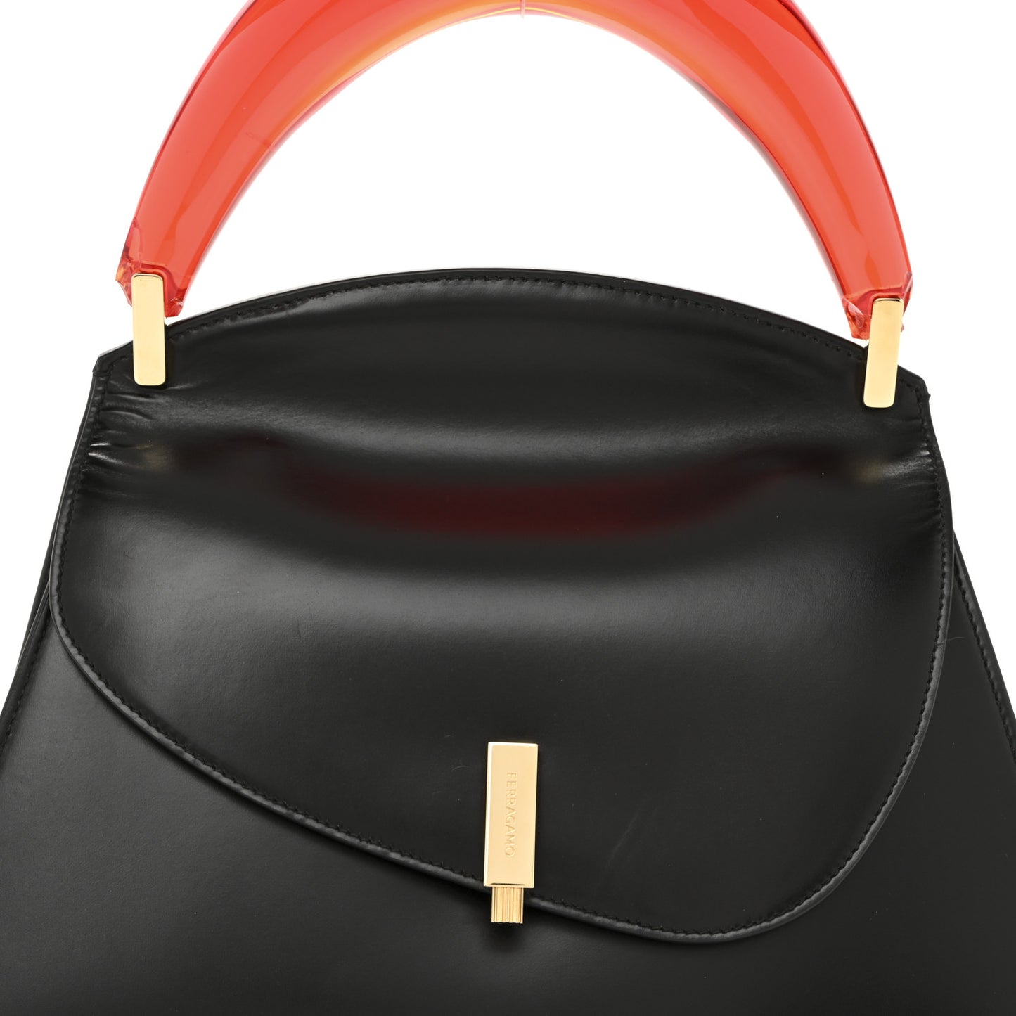 Calfskin Prism Top Handle Bag Black