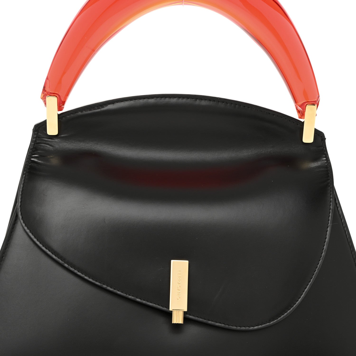 Salvatore Ferragamo Calfskin Prism Top Handle Bag Black 7 of 10
