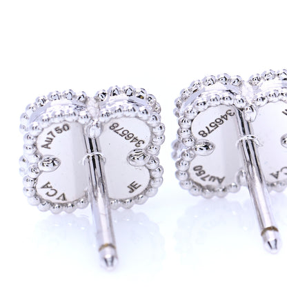 Van Cleef & Arpels 18K White Gold Turquoise Sweet Alhambra Earrings 5 of 6
