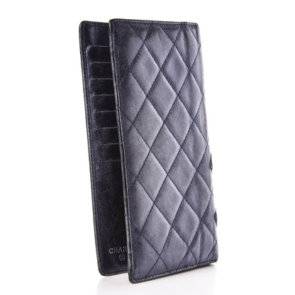 Chanel Metallic Calfskin Cambon Quilted Yen Wallet Blue 3 of 9