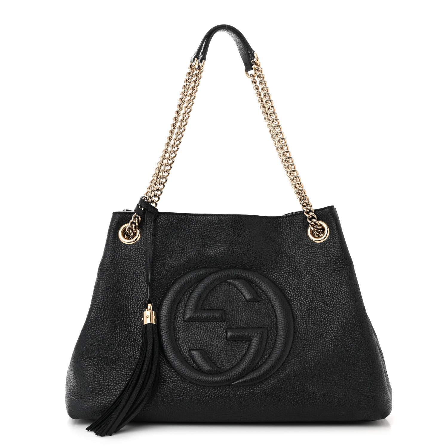 Gucci Pebbled Calfskin Medium Soho Chain Shoulder Bag Black 1 of 11
