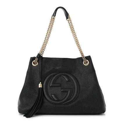 Gucci Pebbled Calfskin Medium Soho Chain Shoulder Bag Black 1 of 11