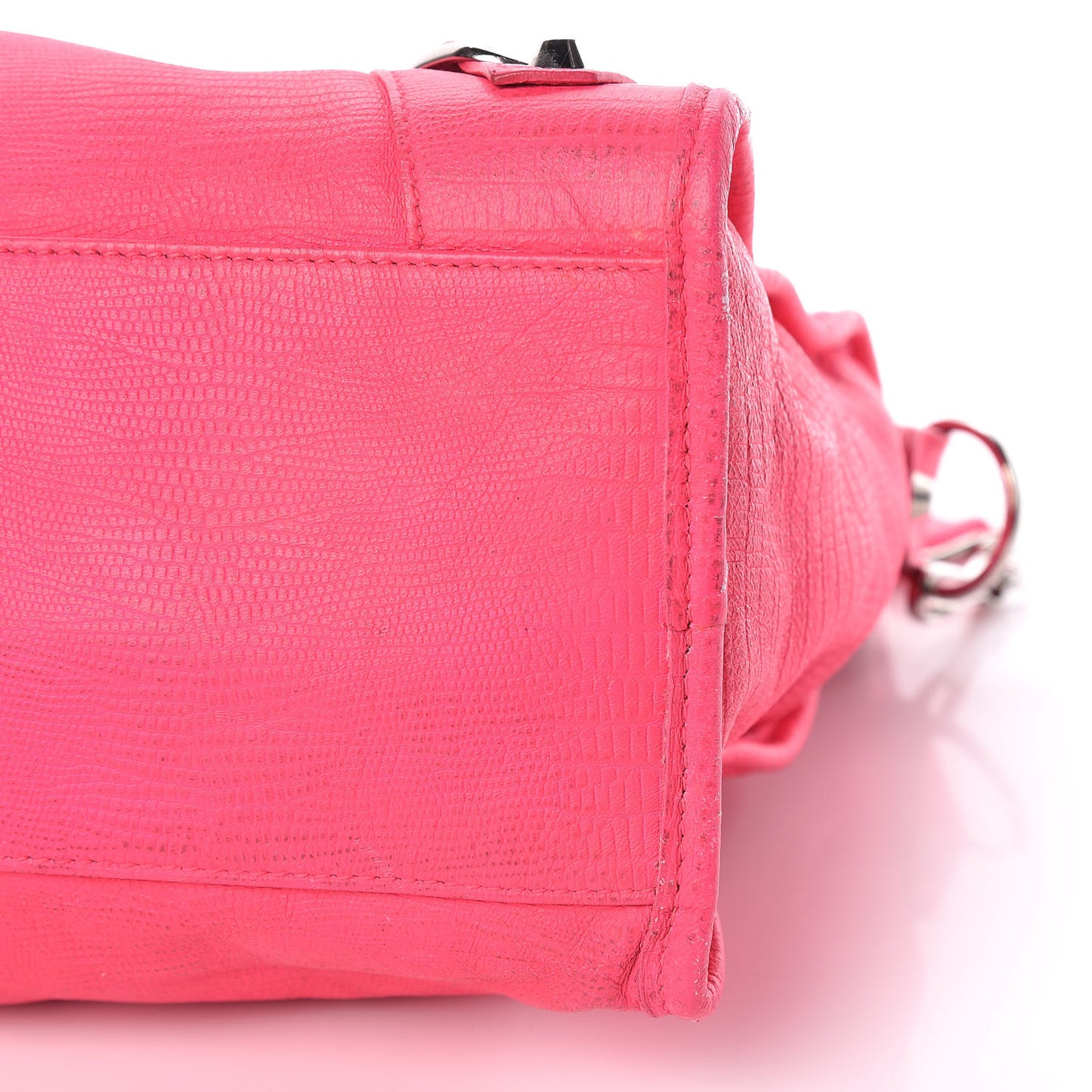 Calfskin Lizard Embossed Classic Silver Hardware City Rose Fluo