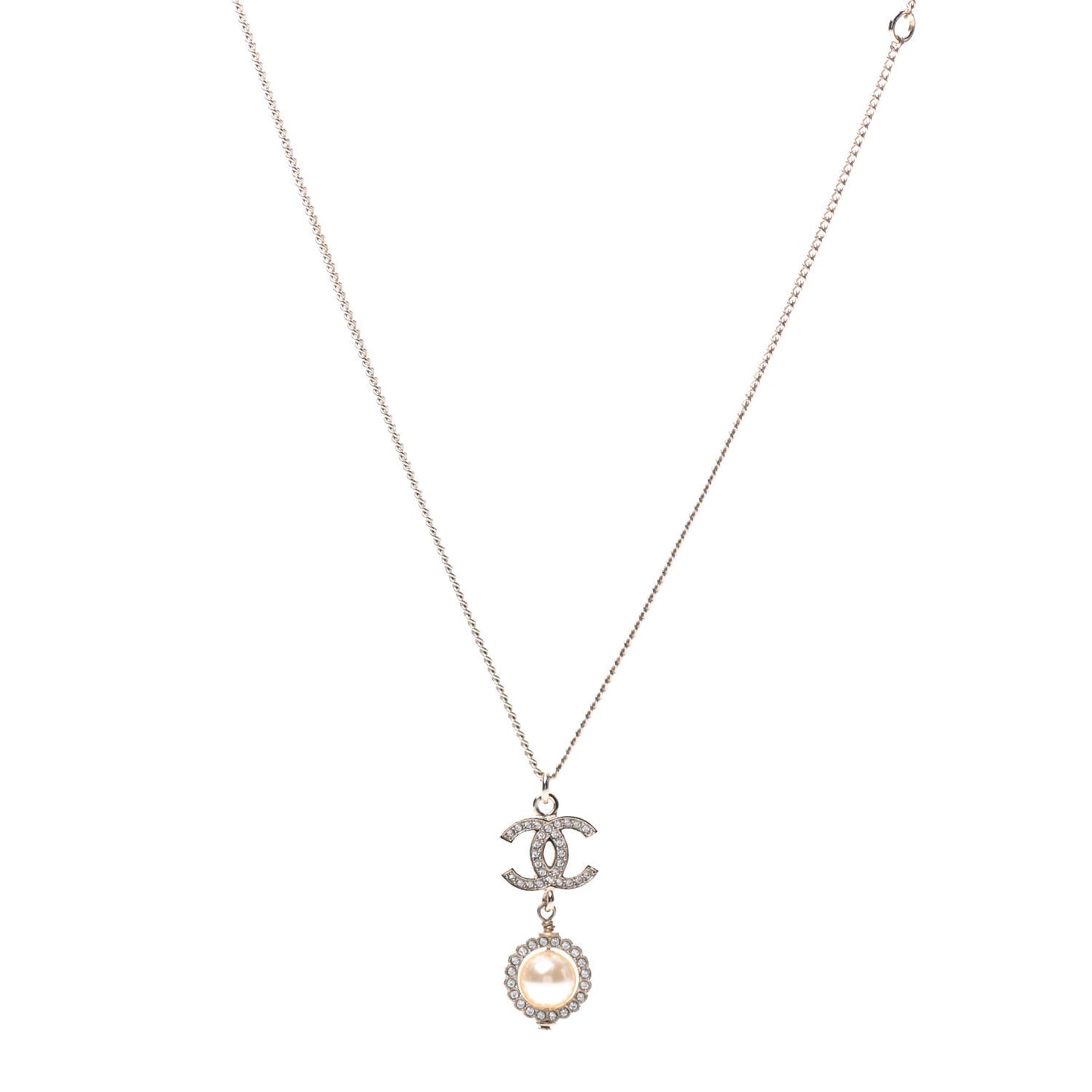 Crystal Pearl CC Lace Camellia Necklace Gold