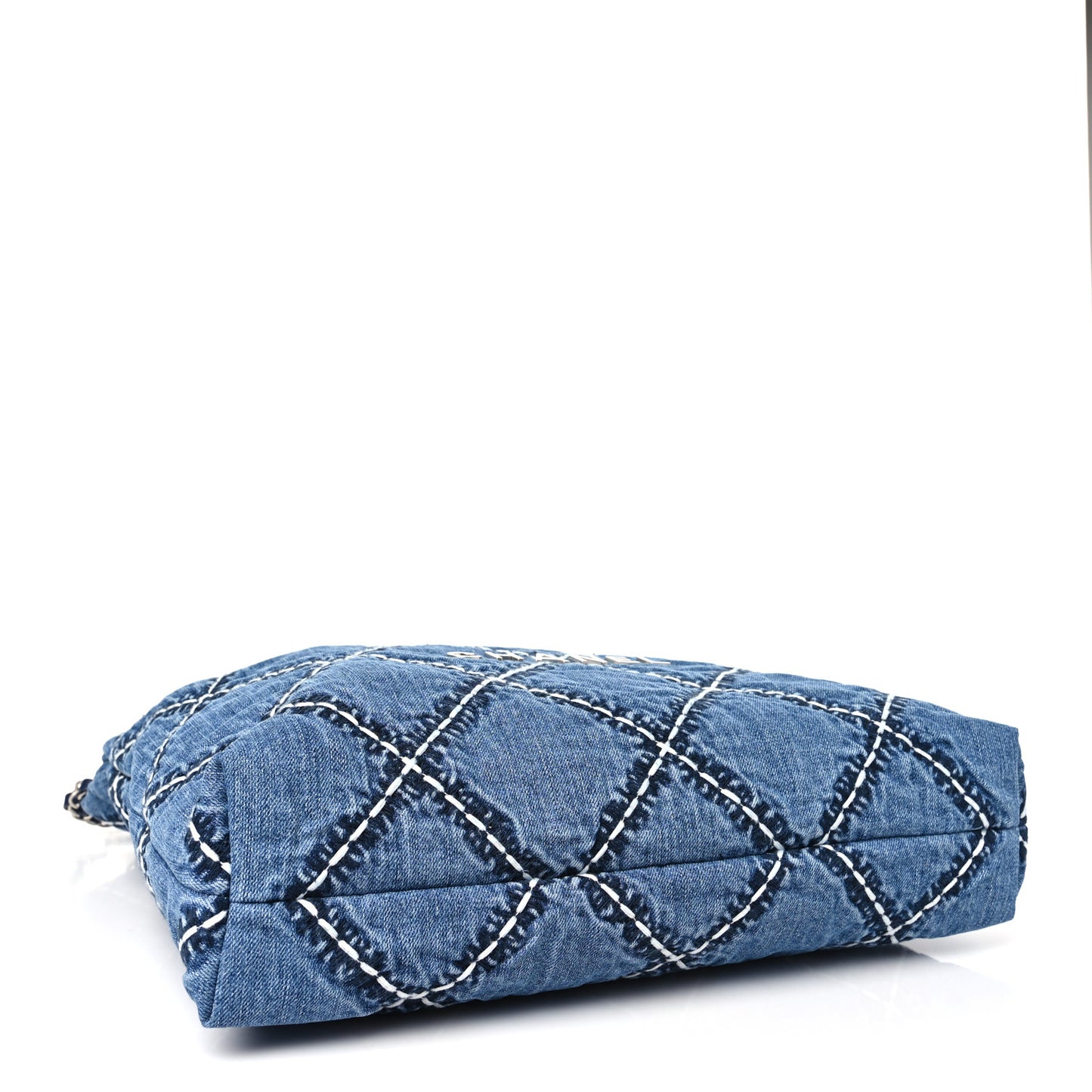Denim Quilted Stitched Chanel 22 Blue