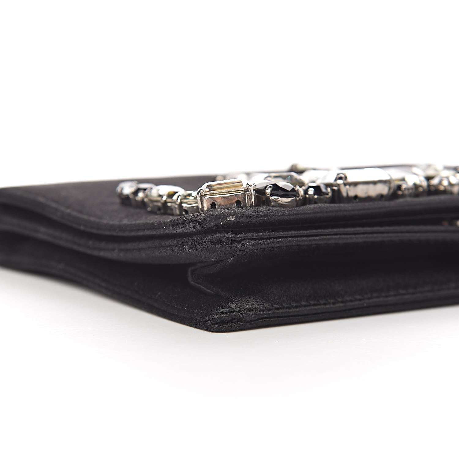 Prada Satin Crystal Clutch Black 7 of 8