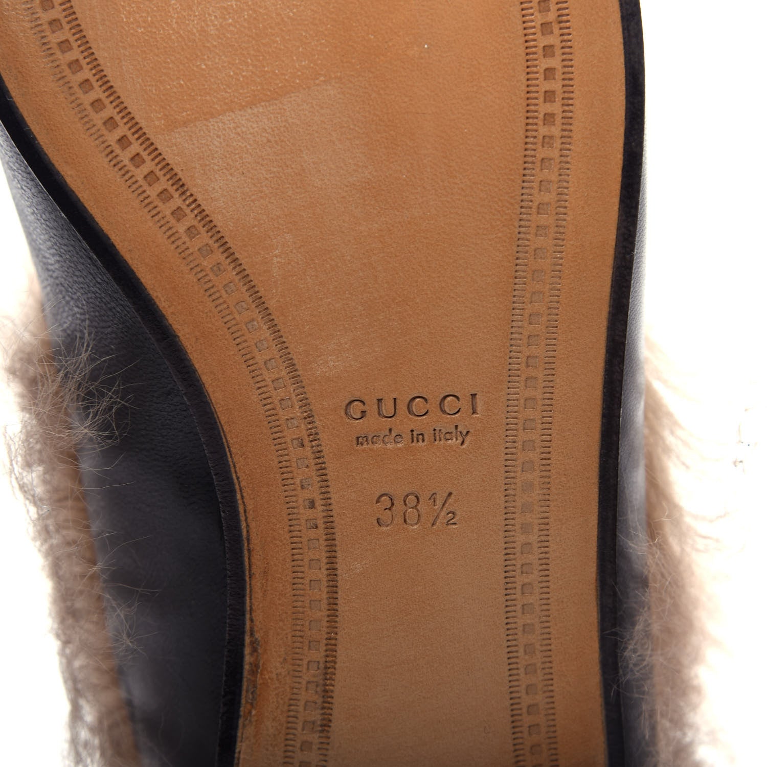Gucci Malaga Kid Fur Womens Jordaan Loafers 38.5 Black Natural 9 of 10