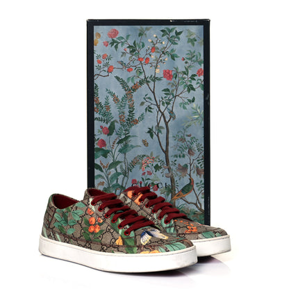 Gucci GG Supreme Monogram Tian Mens Low Top Sneakers 7.5 Beige Multicolor Red 9 of 9