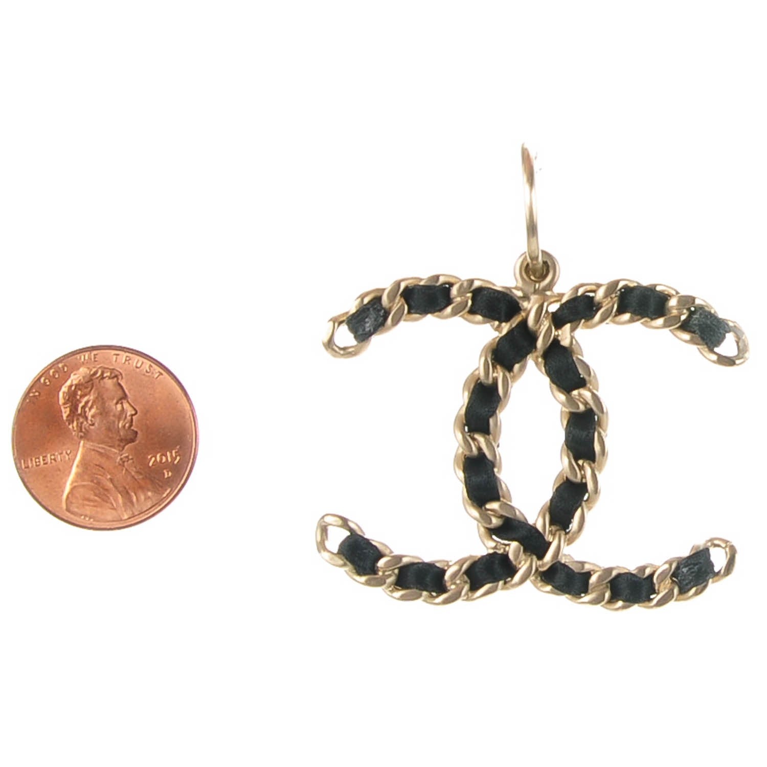 Chanel Satin CC Chain Earrings Light Gold Black 2 of 7