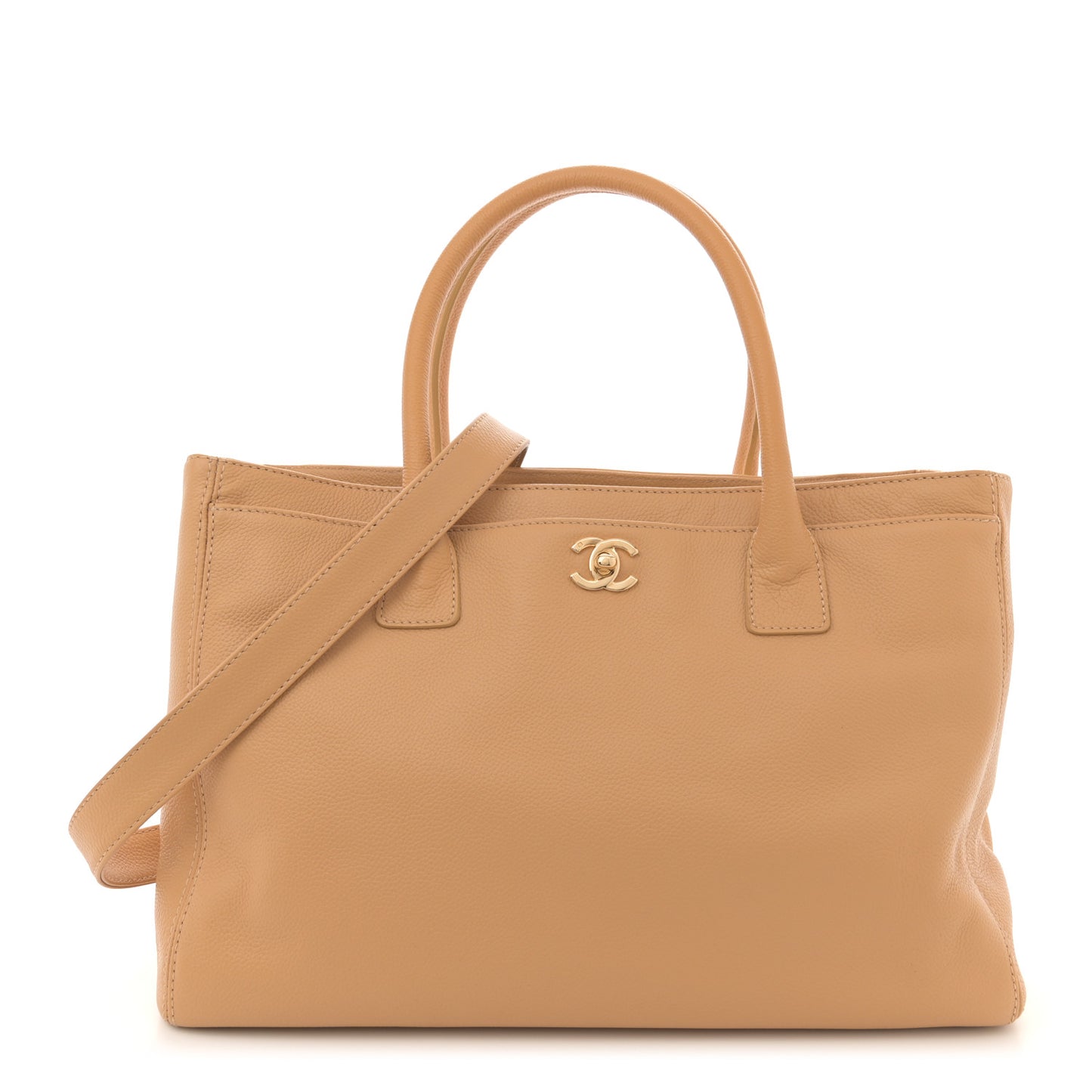 Calfskin Cerf Executive Shopper Tote Beige