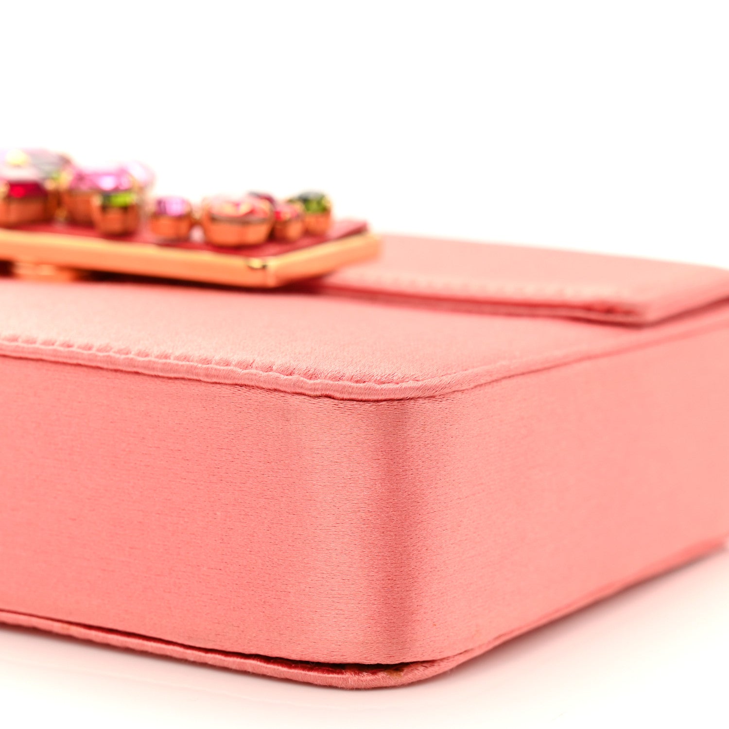 Prada Satin Raso Stones Embellished Top Handle Bag Corallo 10 of 14