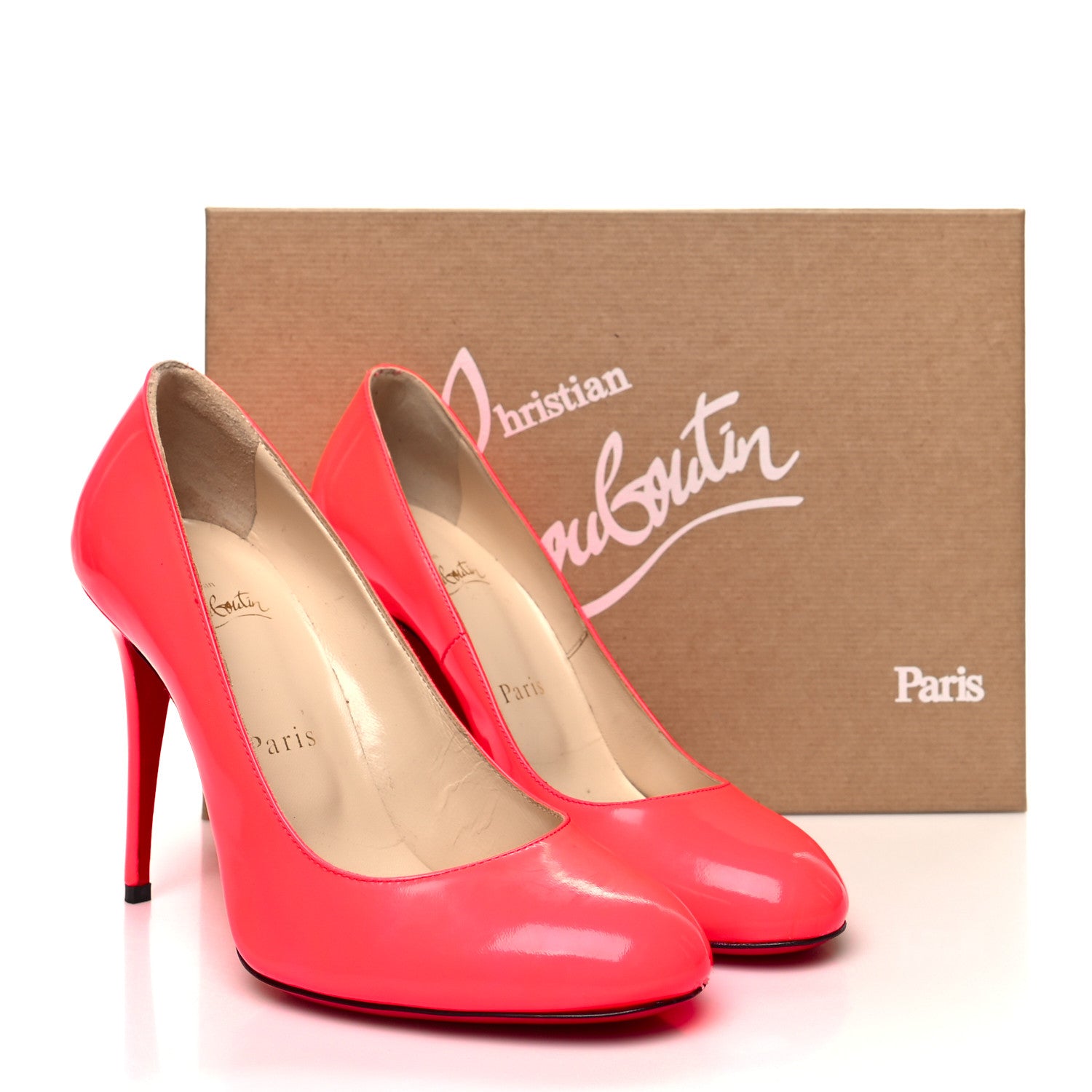 Christian Louboutin Patent Fifille 100 Pumps 37 Fluo Rose 8 of 8