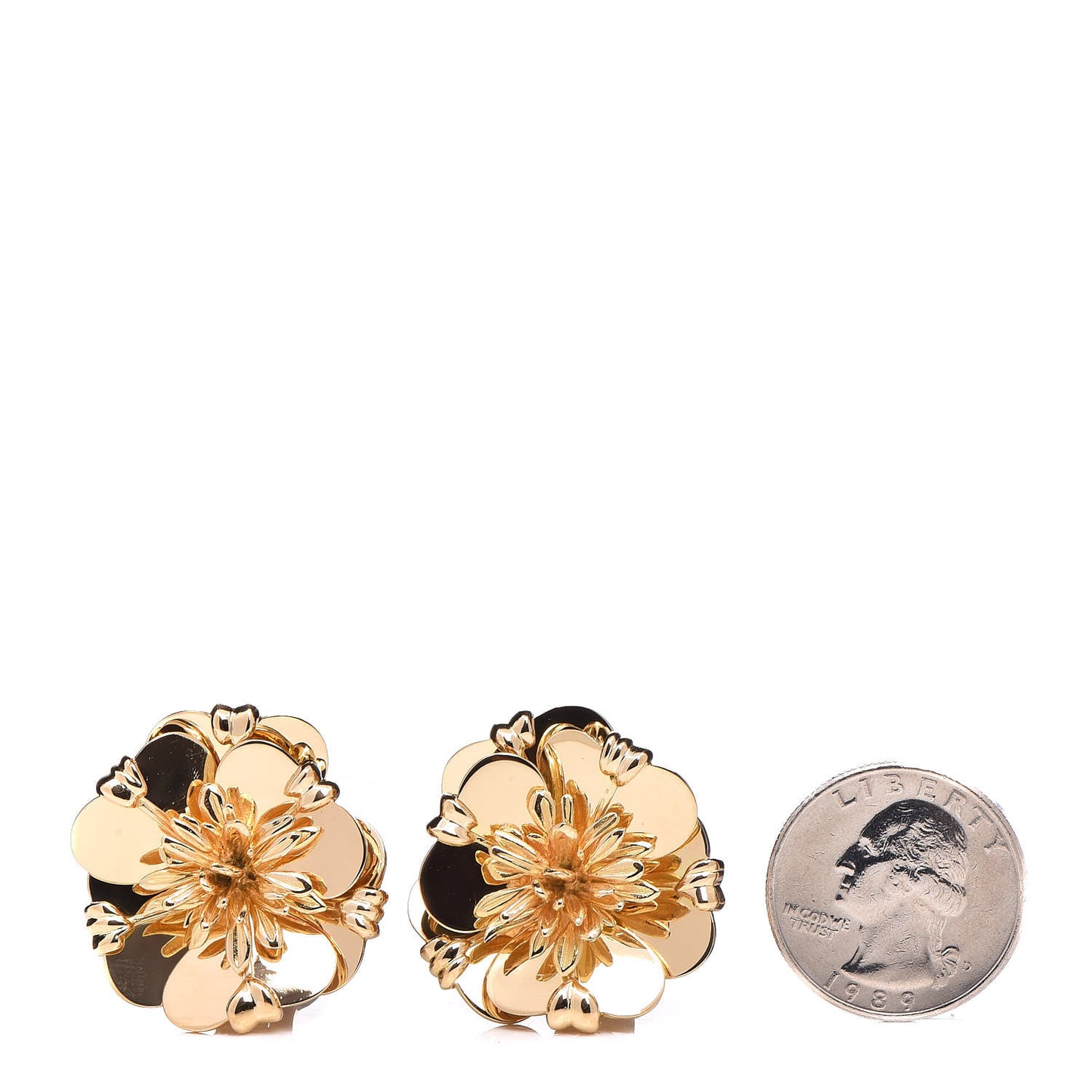 18K Yellow Gold Edelweiss Flower Clip-On Earrings