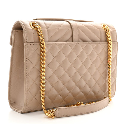 Saint Laurent Grain De Poudre Textured Mixed Matelasse Medium Triquilt Monogram Satchel Dark Beige 3 of 10