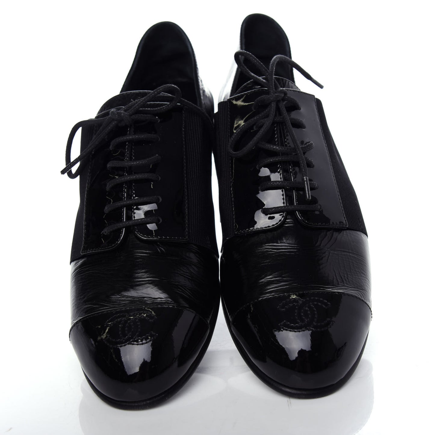 Goatskin Patent Womens CC Cap Toe Lace Up Oxfords 36.5 Black