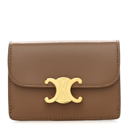 Celine Shiny Calfskin Triomphe Flap Card Holder Bronze 1 of 8