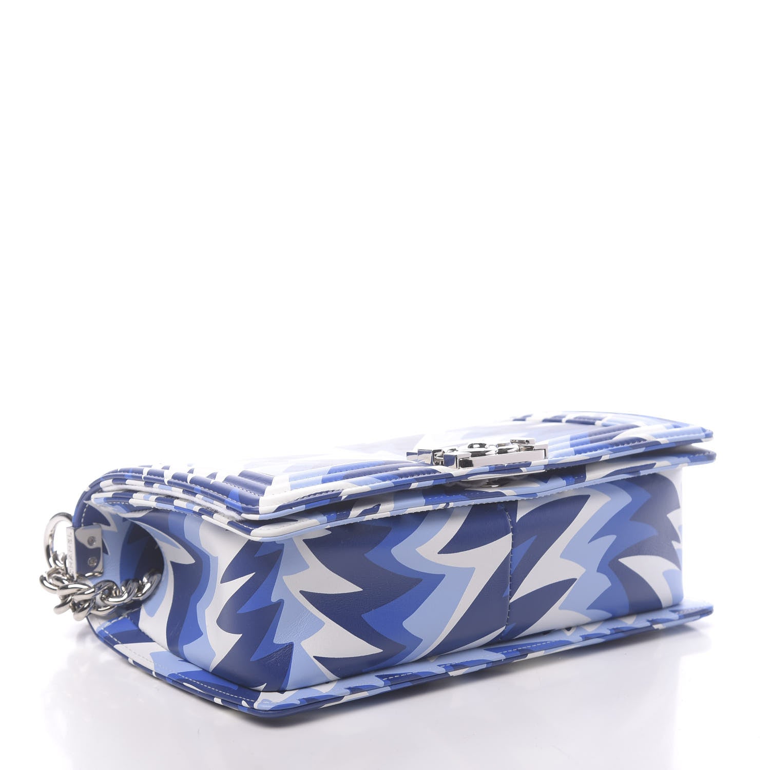 Chanel Printed Calfskin Medium Boy Flap Blue White 4 of 10