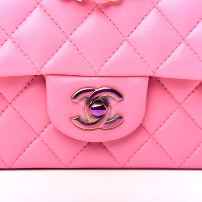 Chanel Lambskin Quilted Mini Rectangular Flap Pink Yellow 10 of 10
