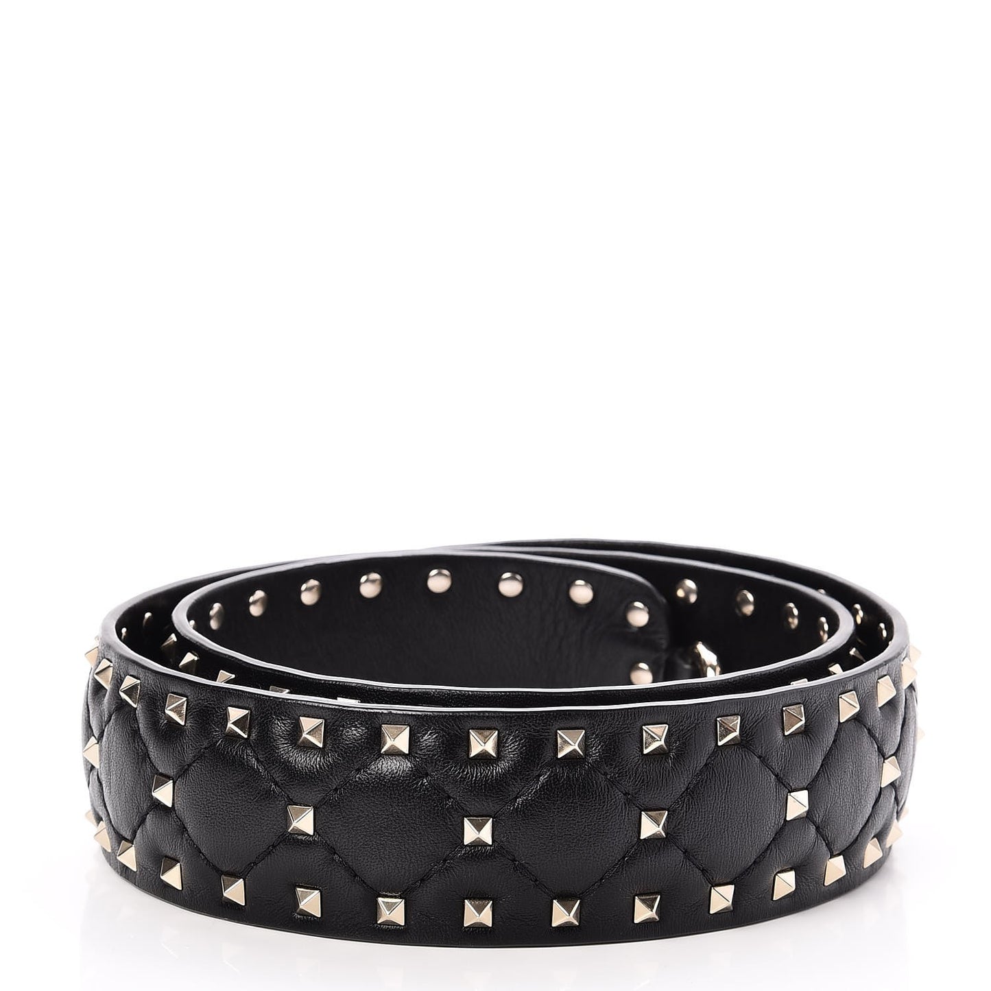 Lambskin Rockstud Spike Shoulder Strap Black