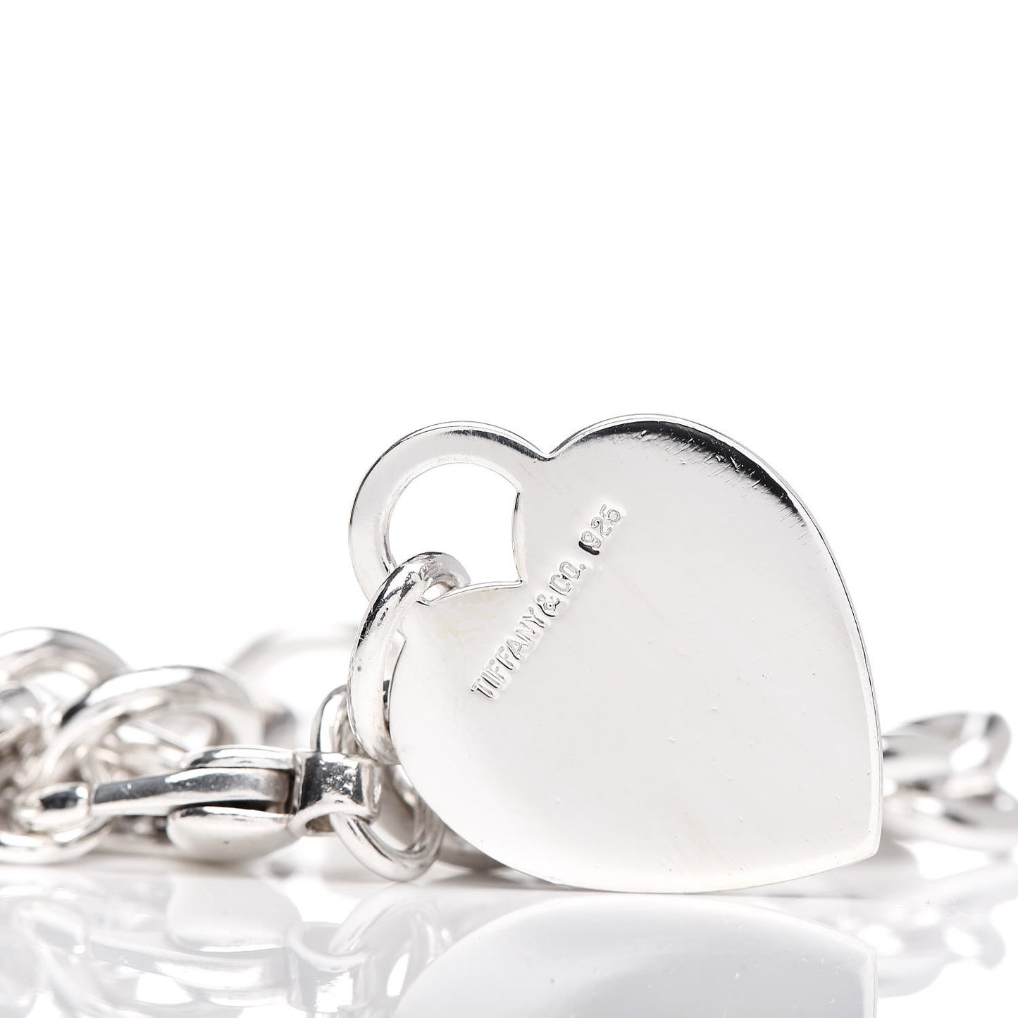 Sterling Silver Heart Tag Charm Bracelet