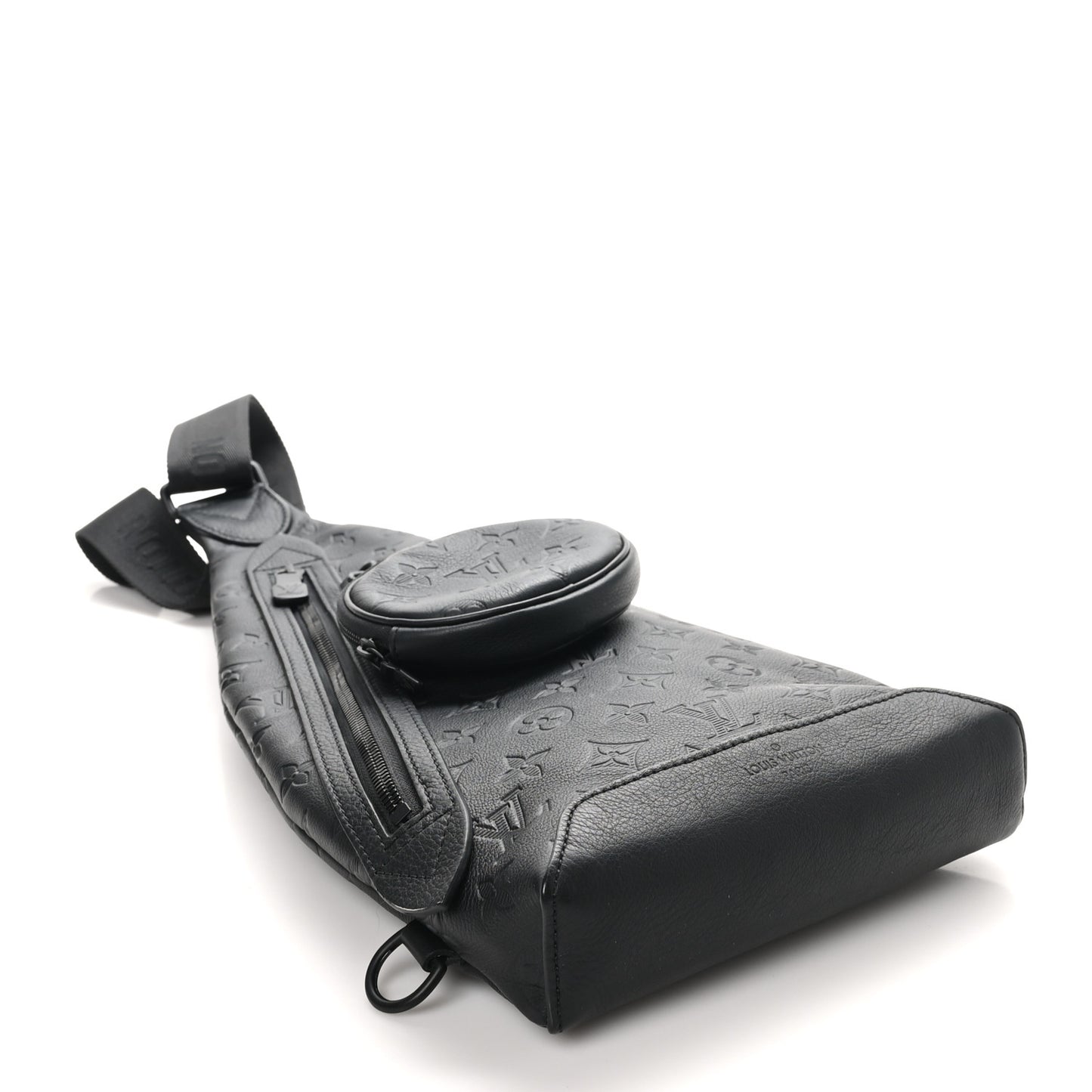 Calfskin Shadow Monogram Duo Slingbag Black