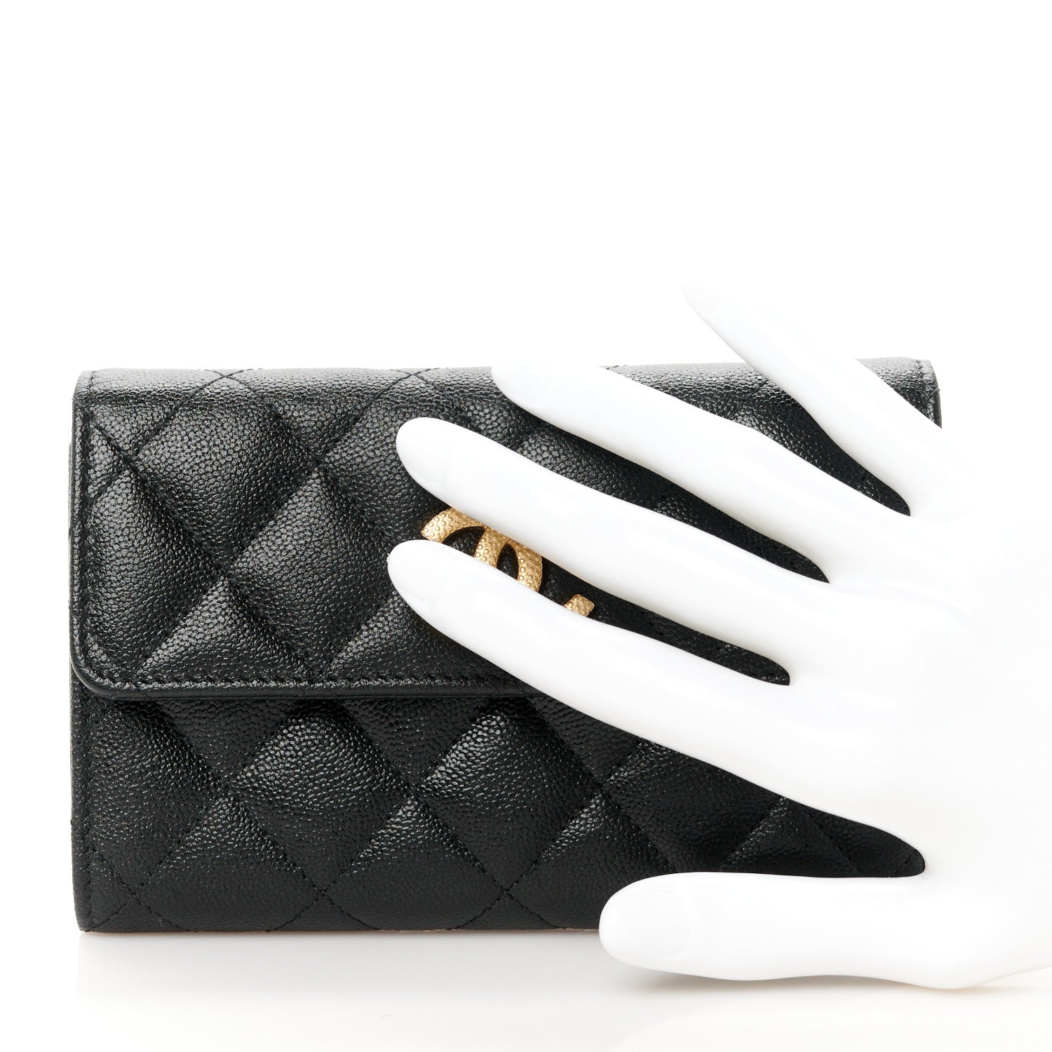 Chanel Caviar Quilted Studded CC Medium Flap Wallet Black 2 of 11