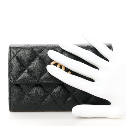 Chanel Caviar Quilted Studded CC Medium Flap Wallet Black 2 of 11
