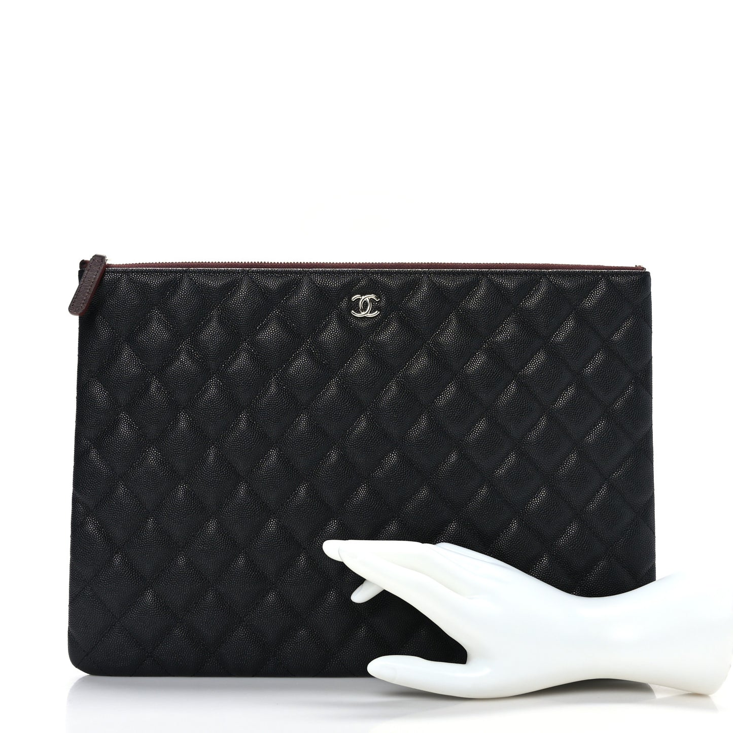 Caviar Quilted Large Cosmetic Case Black