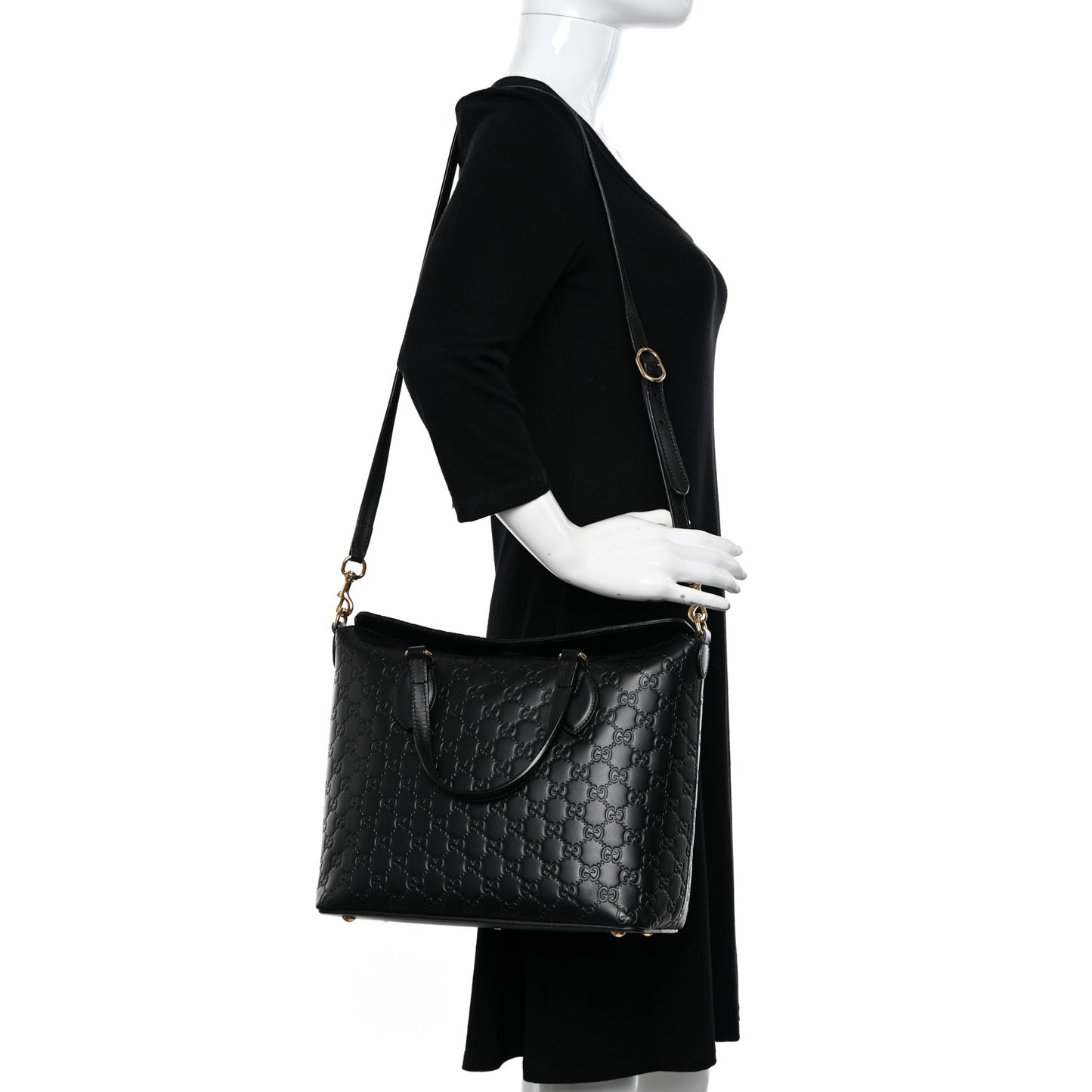 Guccissima Linea A Foldover Tote Black