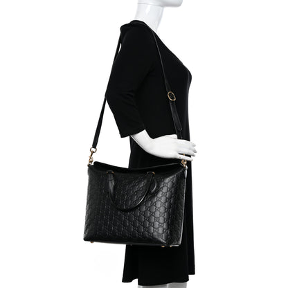 Gucci Guccissima Linea A Foldover Tote Black 2 of 12