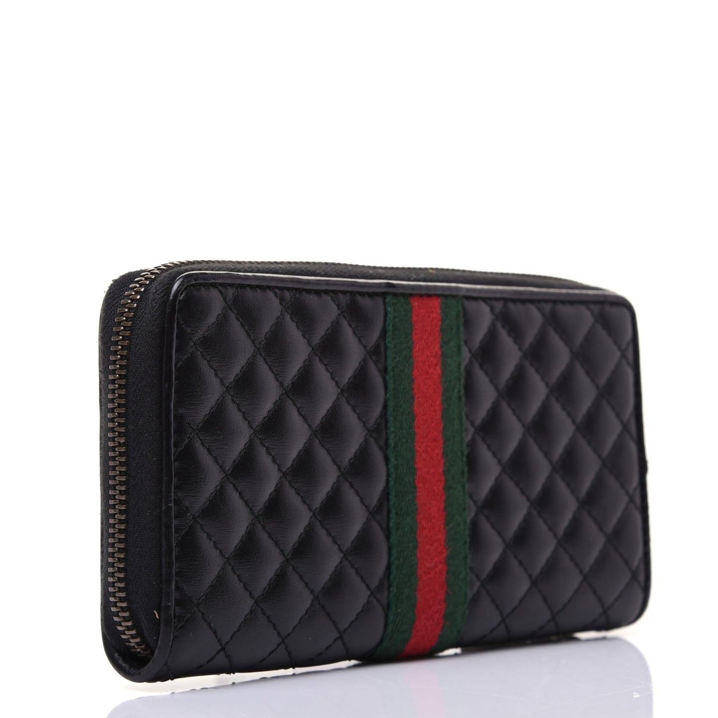 Calfskin Web Trapuntata GG Zip Around Wallet Black