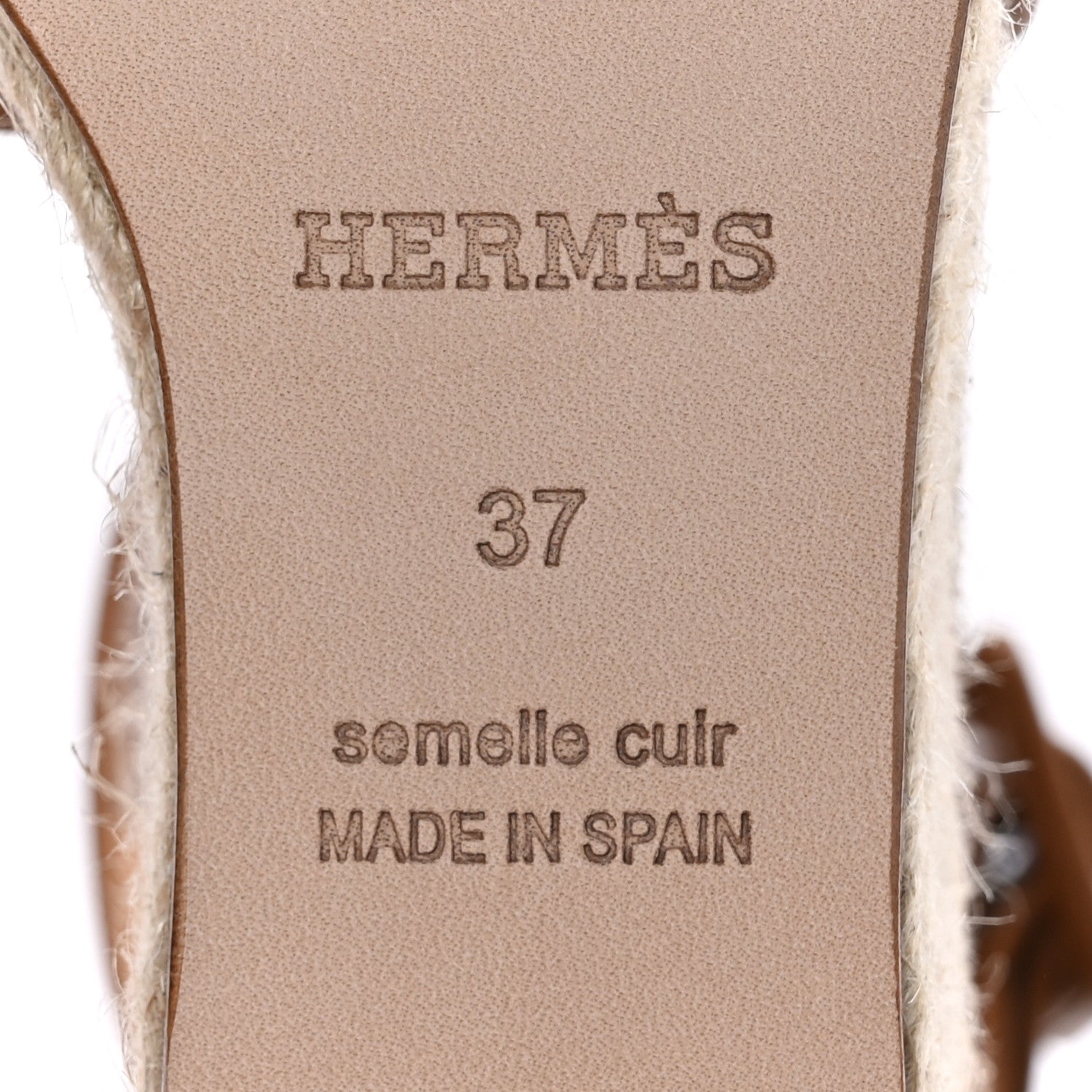 Hermes Goatskin Elda Espadrille Wedge Sandals 37 Natural 8 of 9