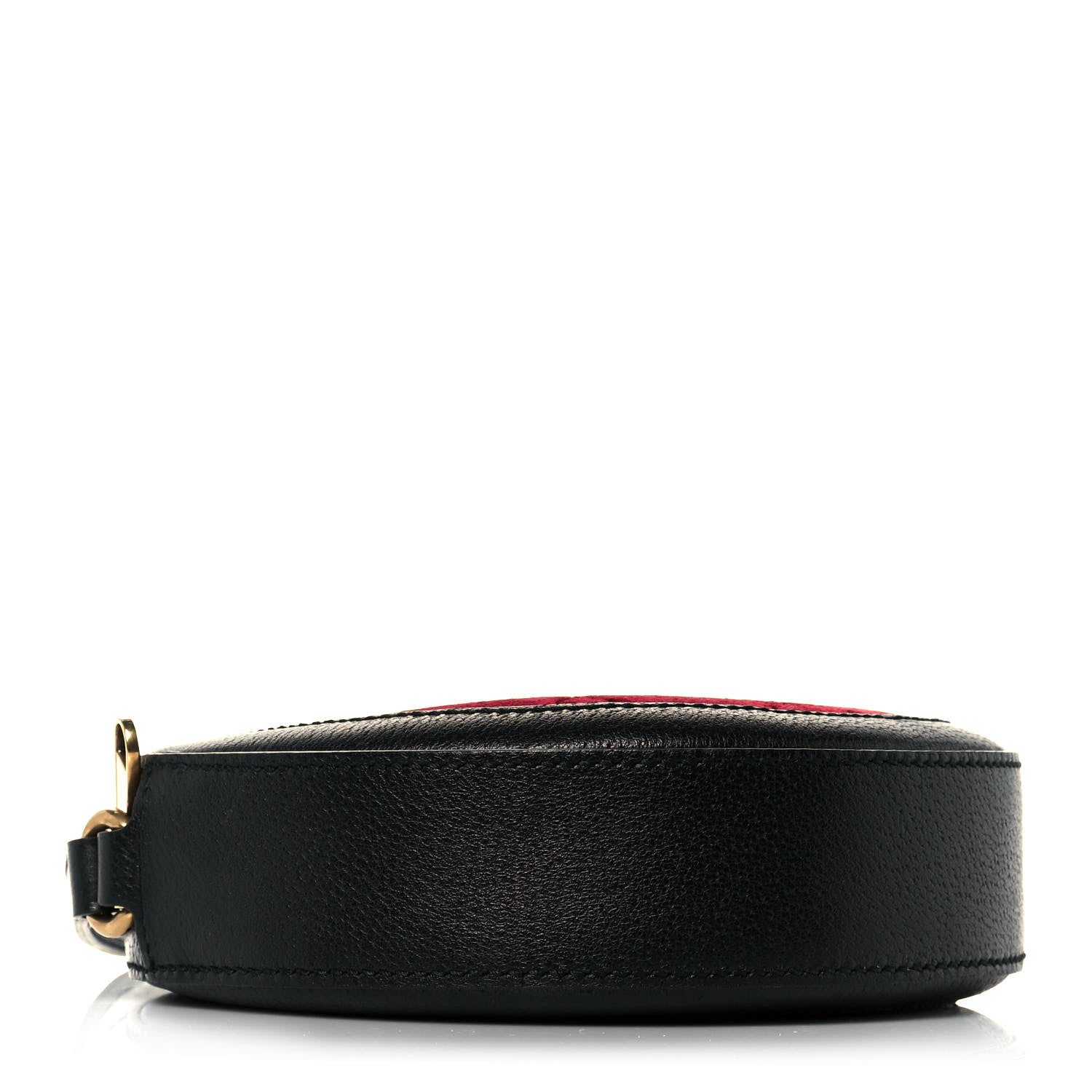 Gucci Velvet GG Monogram Textured Calfskin Round Shoulder Bag Red Cipria Black 4 of 13