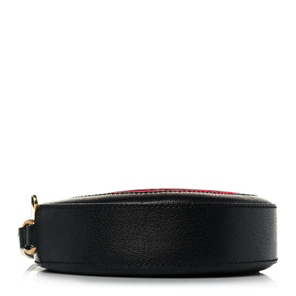 Gucci Velvet GG Monogram Textured Calfskin Round Shoulder Bag Red Cipria Black 4 of 13