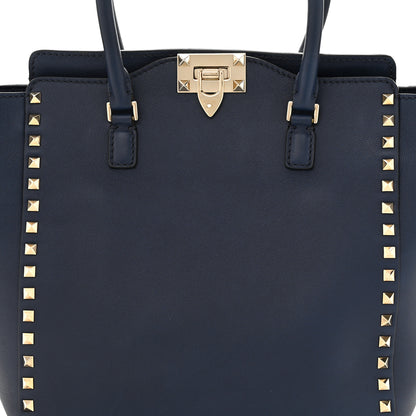 Valentino Garavani Vitello Rockstud Double Handle Tote Marine 8 of 10